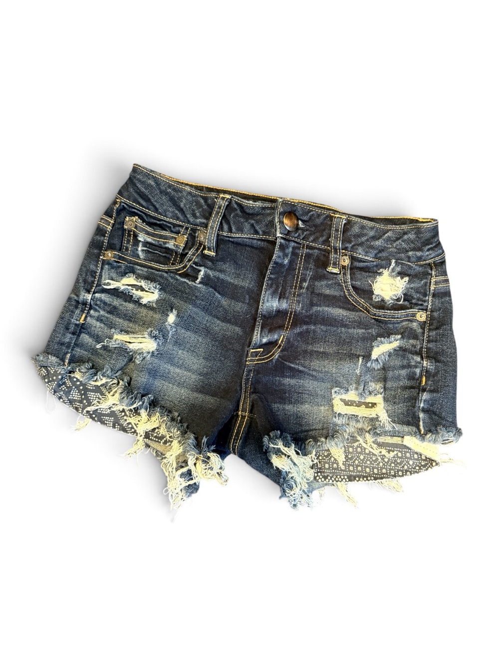 American Eagle Outfitters Dark Blue Distressed Denim Cutoff Shorts